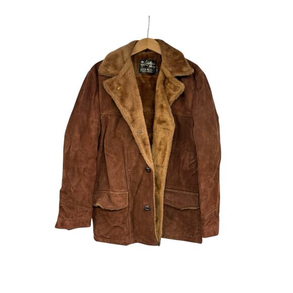 Vintage 70's Sears The Leather Shop Dark Brown Button Suede Jacket Mens 38 Reg - Picture 1 of 10